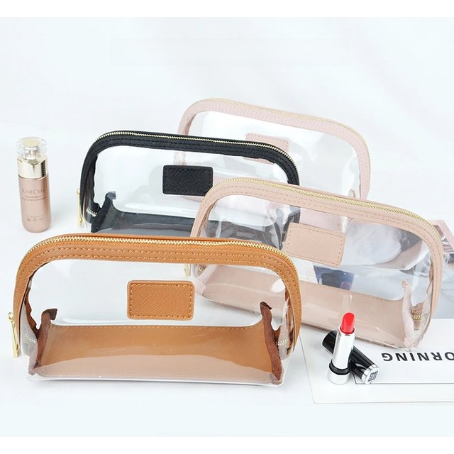 Custom Letters Transparent Makeup Bag Fashion Waterproof Travel Accessories Personalize Name Female Clear PVC Zip Cosmetic Pouch