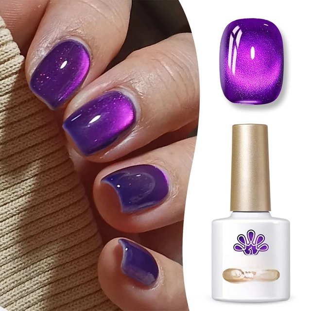 BORN PRETTY 10ml Purple Glass Cat Magnetic Gel Nail Polish Water Light Semi Permanent Soak Off Nail Art Gel Varnish Manicure