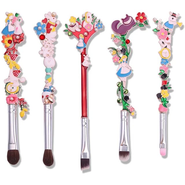 Luxury 5PCS/SET Makeup Brushes Set Alice in the Wonderland Forest Garden Plant Cosmetic Pro Foundation Makeup Brushes Tool Kit