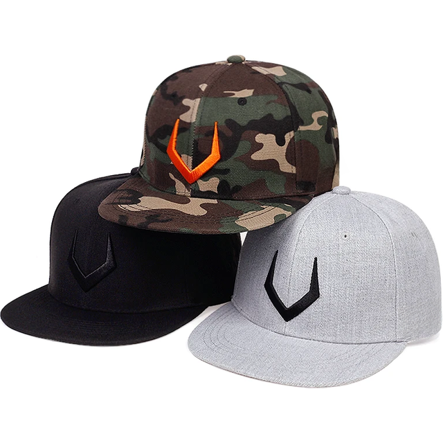 Unisex Simple V Embroidery Hip-Hop Hats Outdoor Adjustable Casual Baseball Caps Sunscreen Hat