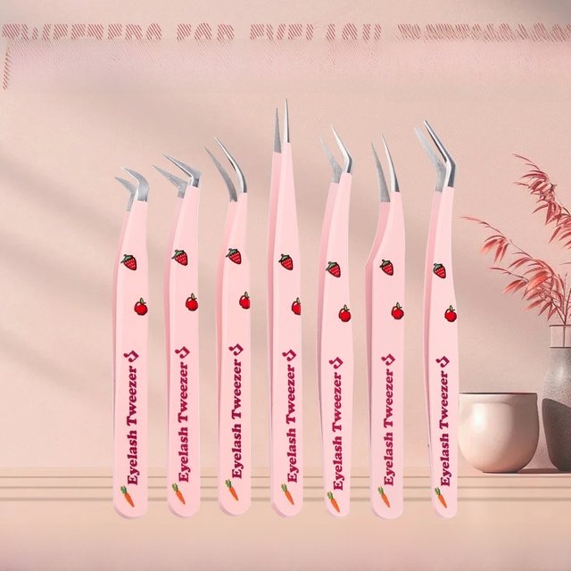 7 Types False Eyelash Tweezers Stainless Steel Permanent Makeup Machines Eyelash Extension Tools