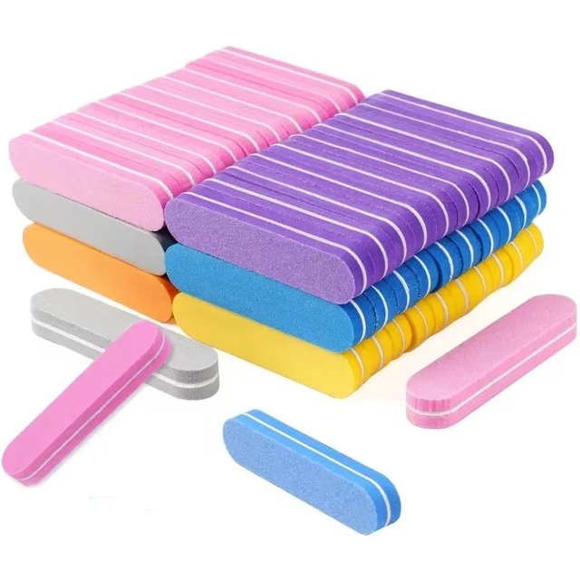 20Pcs Nail File Blocks Colorful 100/180 Grit Sponge Nail Polish Buffing Sanding Buffer Strips Polishing Pedicure Manicure Tools