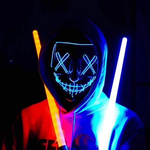 Wireless Glowing Purge Mask Luminous LED Face Mask Film Theme Masquerade Disguise Props Adult Child Scary Mask Cosplay Costume