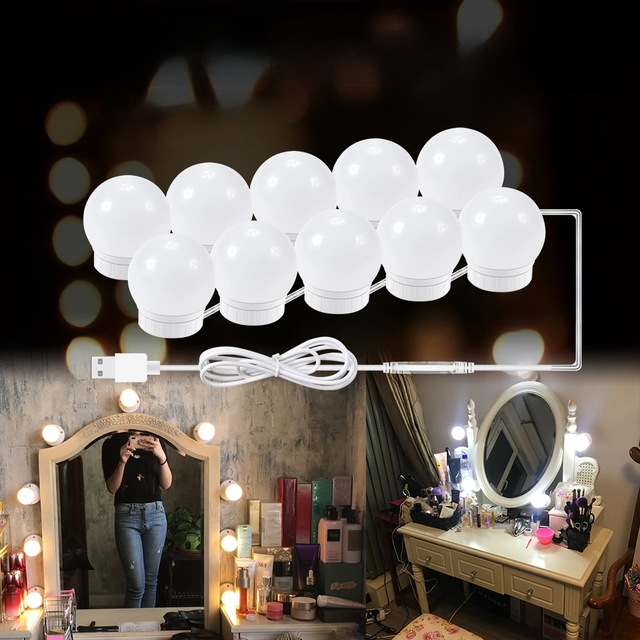 LED Makeup Mirror Light Bulb Dressing Table Vanity Lights Stepless Dimming LED Wall Lamp For Bedroom Bathroom Mirror Decoration