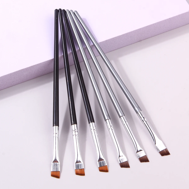 6PCS Thin Eyeliner Makeup Brush Set Fine Liner Brushes Professional Angled Eyebrow Brush High Quality Brow Contour Makeup Tool