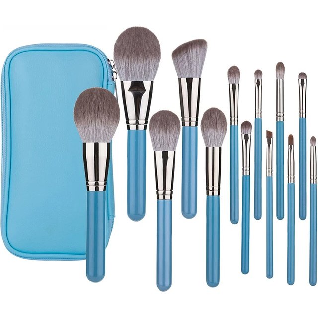 13pcs Makeup Brushes Set with Leather Bag Foundation Powder Blush Eyeshadow Eyebrow Brush Soft Hair Cosmetic Makeup Tool