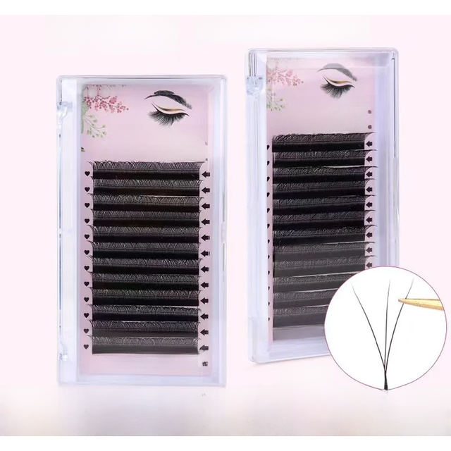 MARIA 3D W-Shaped Eyelashes Extensions 3 Tip MC/D/B/L Curl 7mm High Quality Individual Lash Wholesale Natural Makeup Easy Fan