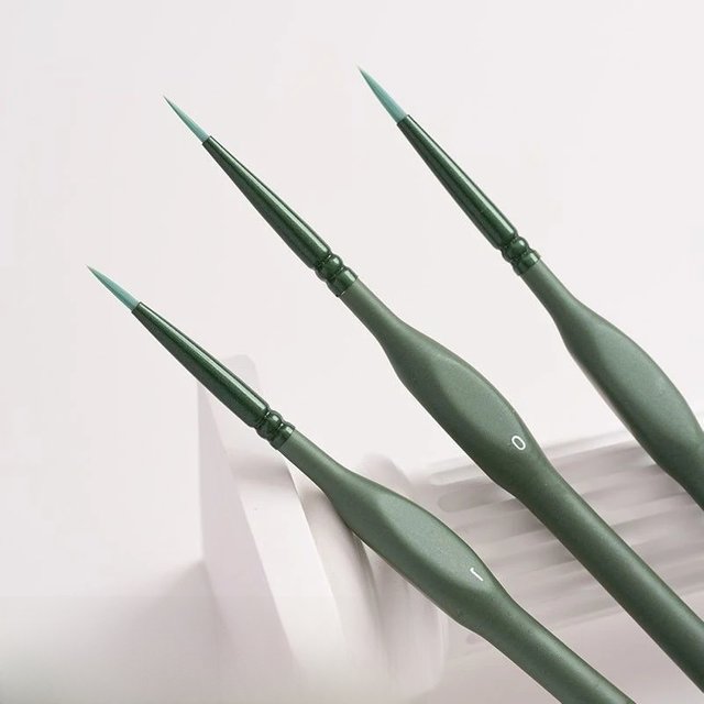 3 Pcs Digital Oil Painting Hook Line Pen Watercolor Extremely Fine Hand Drawn Nylon Hair Brush Triangle Wooden Rod Drawing Set