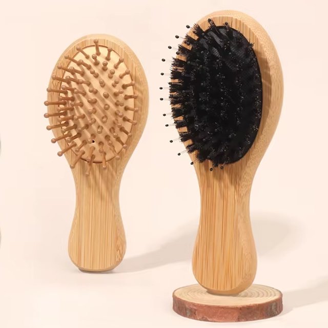 1/2 Pieces Mini Bamboo/Wooden Air Cushion Hair Brush Set - Portable Travel Hair Brush