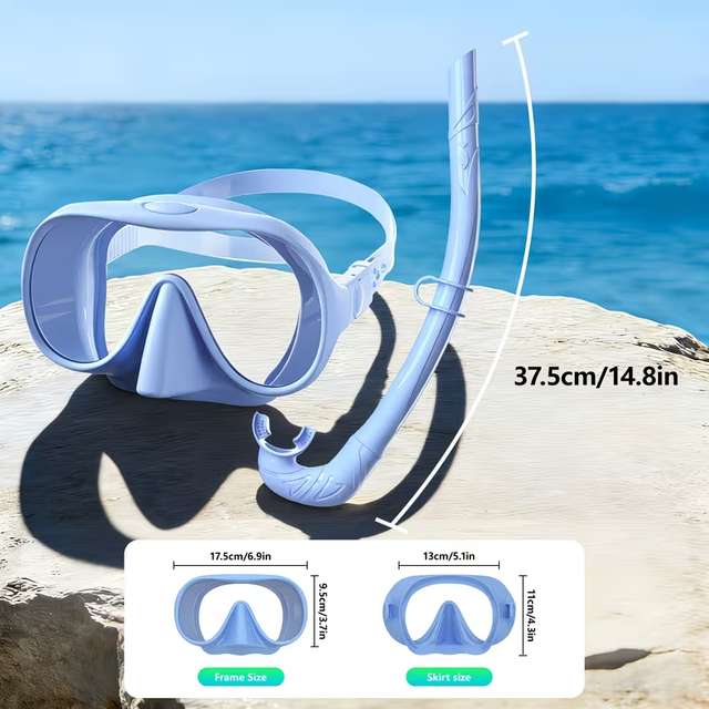 Diving facial mirror, anti -fog 180 ° snorkeling facial mirror, deep water diving mask diving goggles with respiratory tube