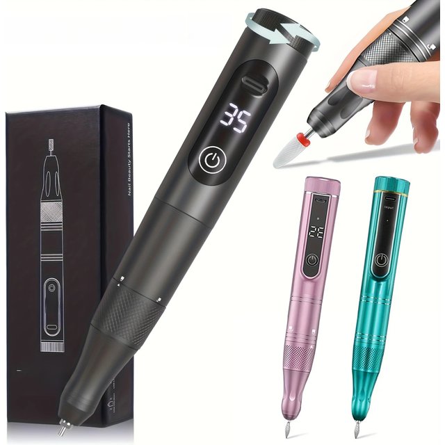 35000RPM Electric Nail Drill Machine Cordless Nail Sander for Nail Polish Rechargeable Portable Nail File for Acrylic Gel