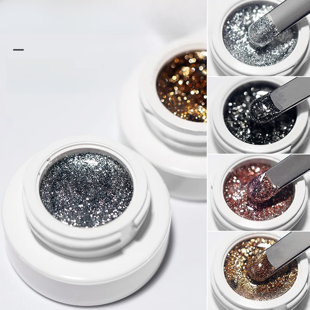 High-density Gold Silver Glitter Platinum Nail Gel Line Drawing Painting Gel Varnish UV LED Nail Polish Manicure Decorations