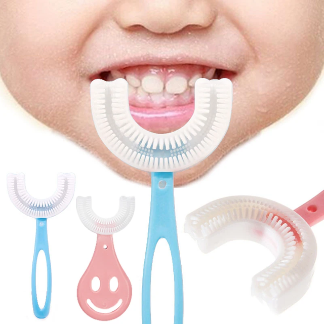 Baby Toothbrush Children 360 Degree U-shaped Child Toothbrush Teethers Baby Brush Silicone Kids Teeth Oral Care Cleaning