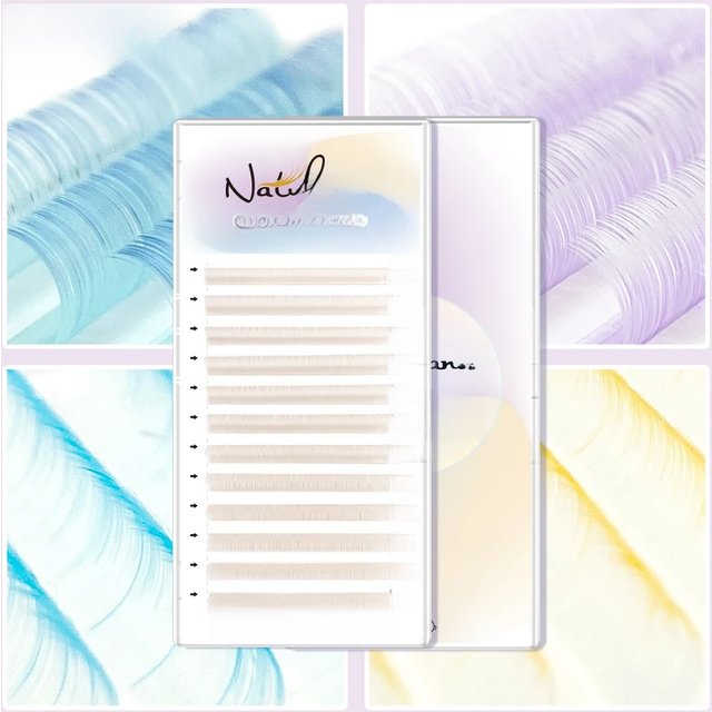 NATUHANA Cream Colored Individual Lashes Faux Eyelash Extensions C/D curl Mix Length False Lashes Eyelash Makeup