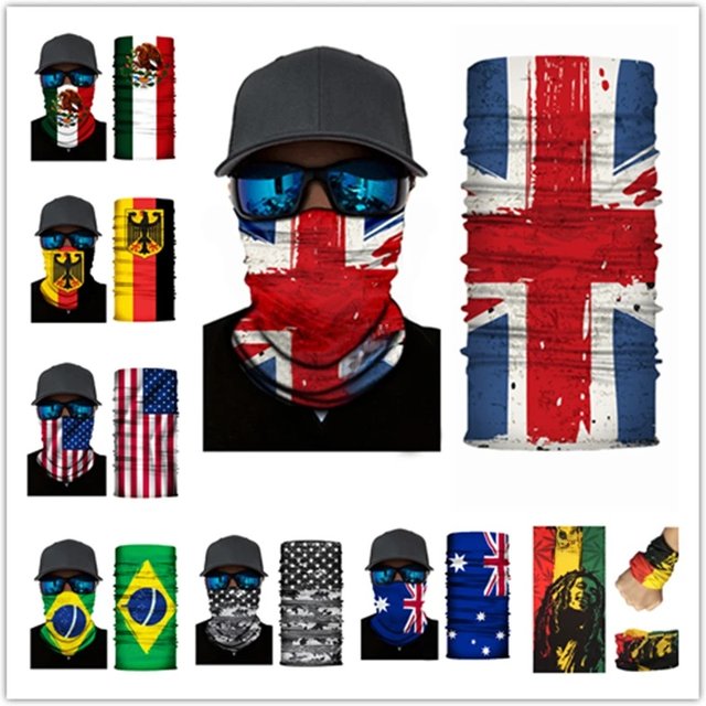 Flags Seamless Tube Bandana Outdoor Multifunction Magic Cycling Hiking Head Scarf Spors Neck Cover Windproof Fishing Face Mask