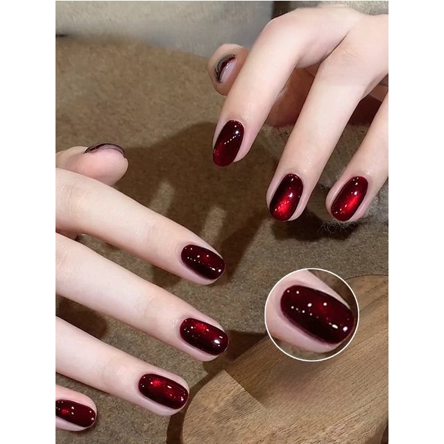 MN 1-21pcs 12ML Winter White Wine Fairy Red Cat Eye Gel Nail Polish 2025 new Glass Beads Gel Polsih Red Nails Valentine's Day