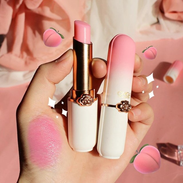 Crystal Temperature Change Lip Balm Aloe Strawberry Lipstick Peach Lip Balm Natural Pink Lipsticks Girl's Lip Care Beauty Makeup