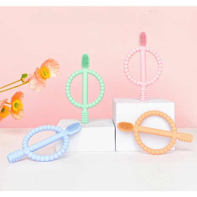 2 in 1 Baby Teething Chew Toys 360 Degree Silicone Baby Toothbrush Baby Accessories Soft Infant Oral Care Tooth Brush Teether