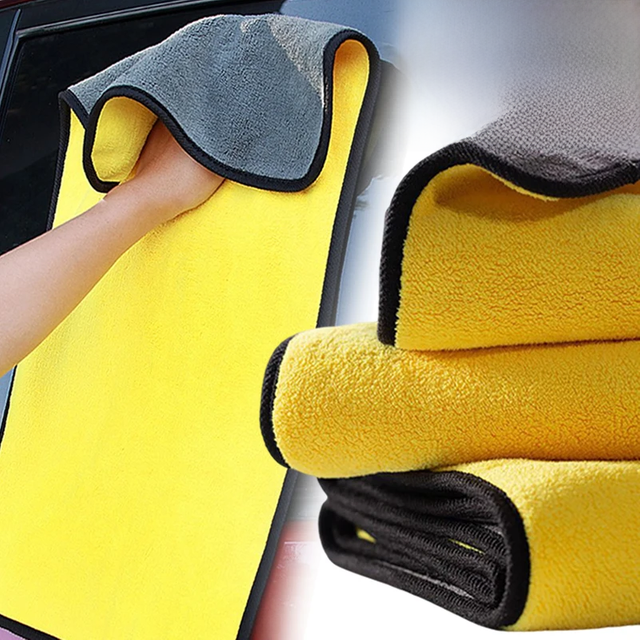 1/2pcs Microfiber Cleaning Towel Thicken Soft Drying Cloth Car Body Washing Wipe Rag Towels Double Layer Clean Rags 30/40/60cm