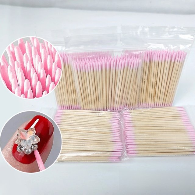 100/200/300pcs Nail Art Cuticle Pusher Double-head Wood Clean Swab Gel Remove Stick for Makeup Eyeline Manicure Pedicure Tools &