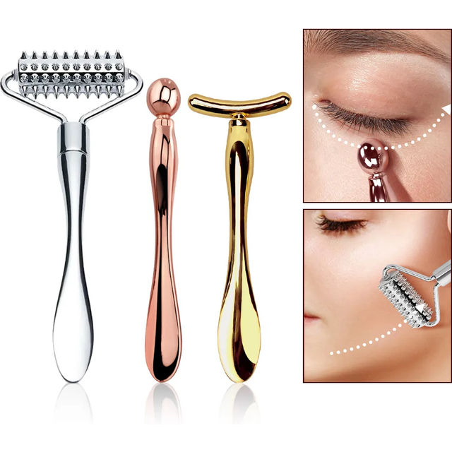 2in1 Mini Eye Massage Stick Face Lifting Massage Anti Cream Eye Pouch Dark Circles Spoon Applicator Facial Mixing Scoop Tool