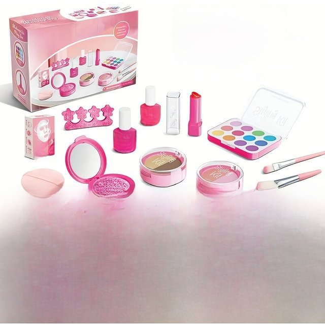 12 piece fake makeup set with color palette, lipstick, nail polish, princess makeup set, birthday toy gift {no real makeup}
