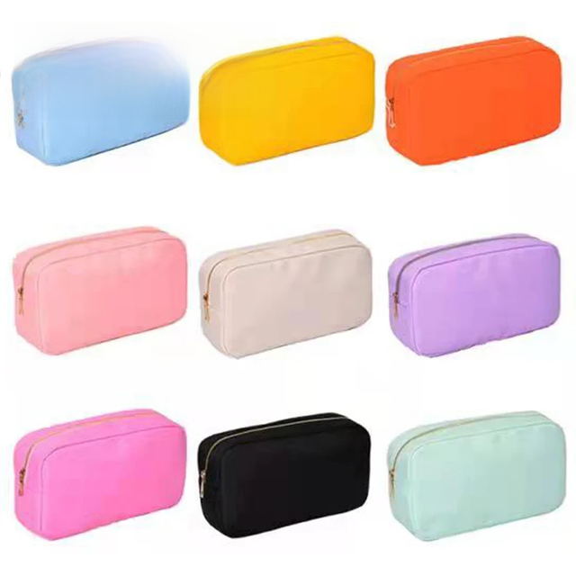 New Waterproof Nylon Durable Toiletry Bag Cosmetic Bag Solid Color Female Makeup Bag Travel Toiletry Beauty Makeup Bag Organizer