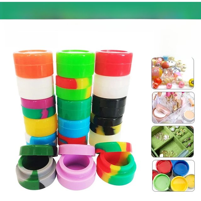 100Pcs 2ML Nonstick Silicone Container Non-stick Oil Wax Storage Box Silicone Jar Travel Face Cream Liquid Ointment Container