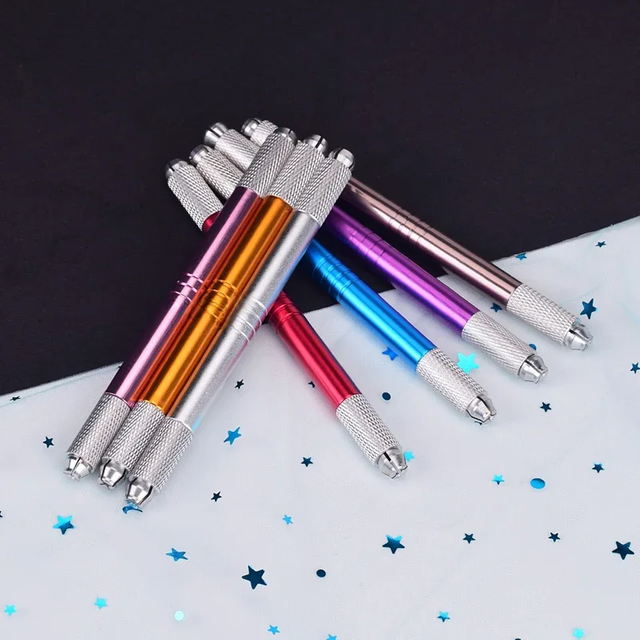 1PC Microblading Double Head Manual Pen Tattoo Machine Needle Blade Permanent Makeup Embroidered Eyebrow Lips Tebori Munsu