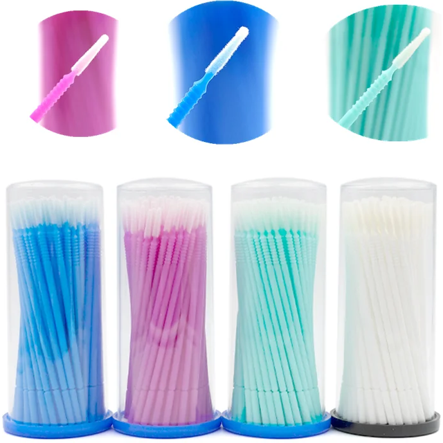 100PCS Eyelash Extension Cleaning Swabs Lash Lift Glue Remover Applicators Microblade Makeup Brushes Lashes Perming Tools