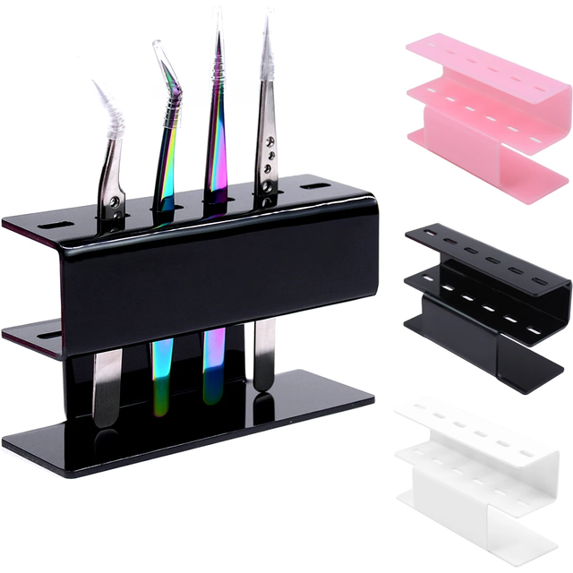 Eyelash Tweezers Storage Holder 6 Holes Rack Portable Tweezers Organizer Shelf Eyelash Extension Makeup Tool Acrylic Stand