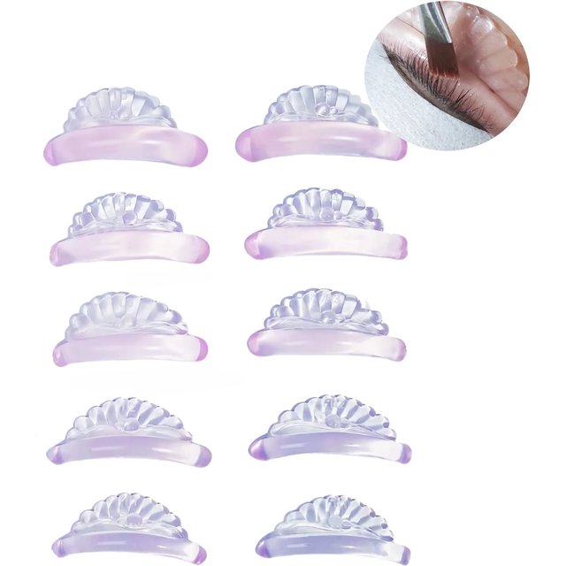 Lomansa 5 Pairs C Curl Silicone Eyelash Perm Pads Sticky Lashes Rods Shield Lifting 3D Eyelash Curler Accessories Makeup Tools