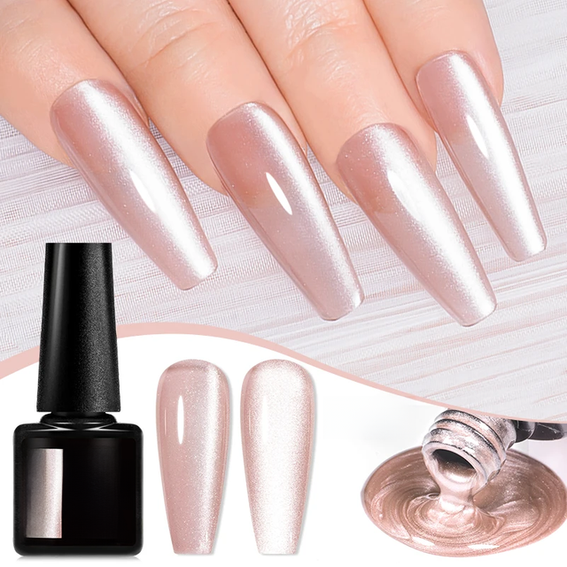 7ml Pink Moonlight Cat Magnetic Gel Nail Polish Silver Gold Glitter Cat Magnetic Gel Polish Soak Off UV Gel Varnishes Nails Art