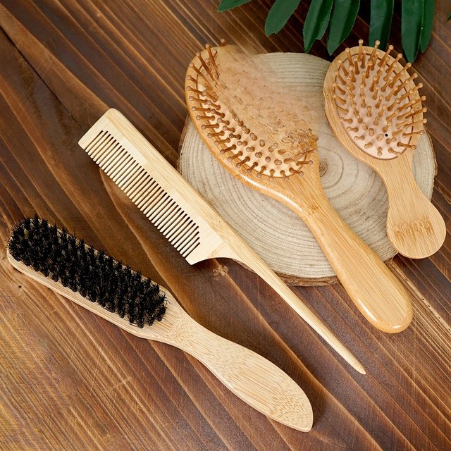 1PC Professional Hair Brush Pointed Tail Wooden Comb/Large Bamboo Air Cushion/Mini Travel Size/Boar Bristle