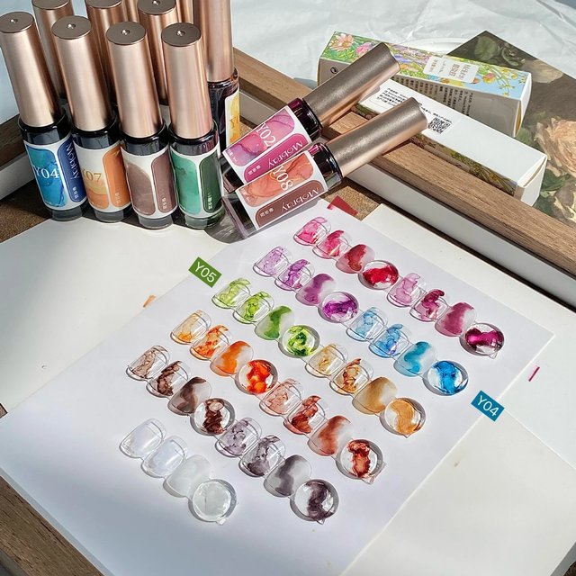 Blooming Nail Polish Marble Nail Ink Tint Gel Watercolor Ink Nail Art Blossom Gel Polish Semi Permanent Soak Off Gel Varnish