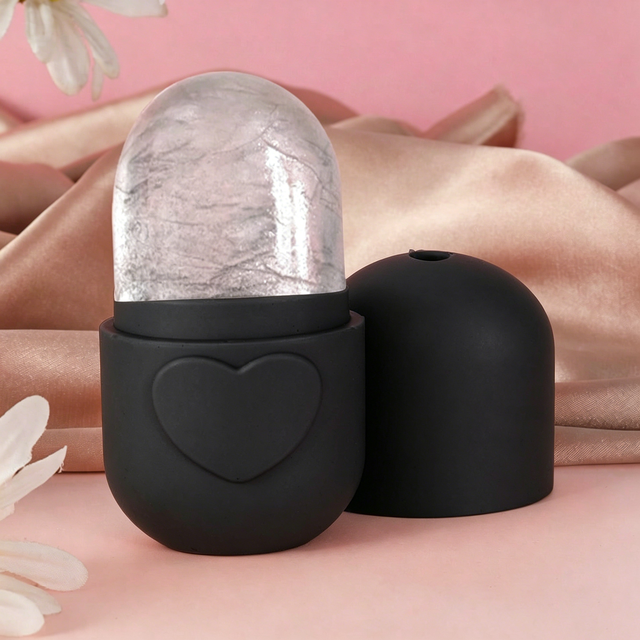 1 heart-shaped capsule silicone ice roller facial ice compress device for shrinking pores and reducing puffiness, home skincare