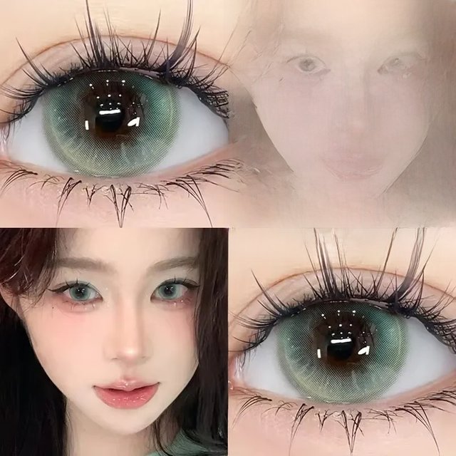 OVOLOOK-2PCS New Green Prescription Contact Lenses Fashion Pupils Cosmetics Eye Color Lenses Myopia Colored Contact Lenses Blue