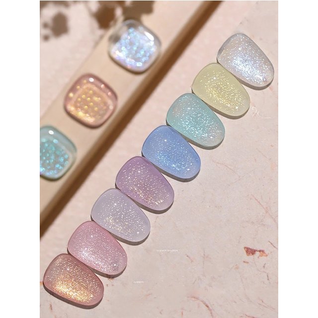 1-12pcs ZH Shining River Starlight Fine Shining Gel Nail Polish 2026 Summer Trendy Ice Transparent Crushed Diamond Gel