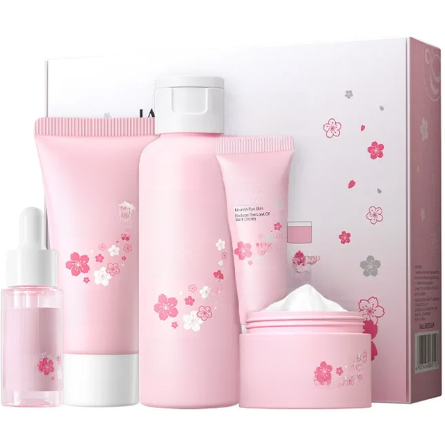 LAIKOU Sakura Kit Skin Care Sets Moisturizing and Reducing Fine Lines Cleansing Pore Product 5-Piece Korean Women's Day Gift