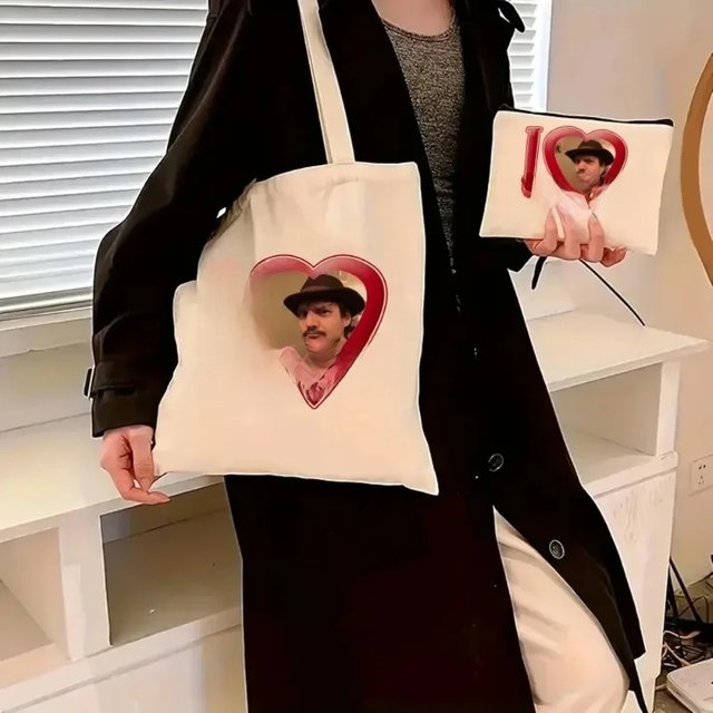 Retro Pedro Pascal My Boy Friend Canva Fashion Tote Ladies Cosmetic Bag Eco-friendly Large Capacity Portable Shopping Bag Wallet