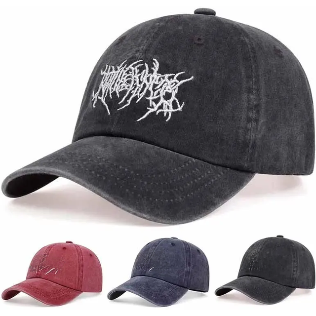 Unisex Geometric Embroidery Wash Baseball Caps Spring Autumn Outdoor Adjustable Casual Hats Sunscreen Hat