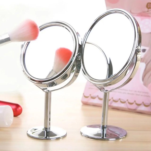 High Quality Iron-carbon Alloy Makeup Mirror Silver Oval Double Cosmetic Mirror Glass Mirror
