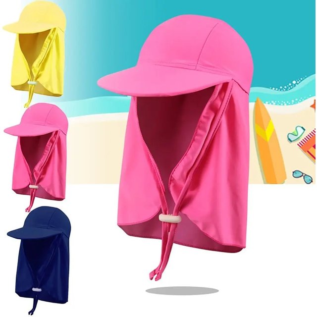 Multicolor Kids Anti-UV Sunscreen Hat Gift Breathable Outdoor Child Beach Cap Nylon Swimming Large Brimmed Hat Summer
