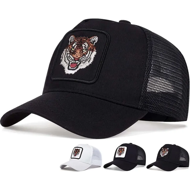 Unisex Tiger Embroidery Baseball Net Caps Spring and Summer Outdoor Adjustable Casual Hats Sunscreen Hat