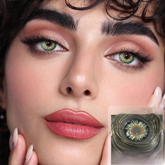 UYAAI 1Pair Contacts Lenses Makeup Beauty Hot Sale Contacts Lenses Black Friday Christmas Makeup Green Contacts Blue Eyes Soft