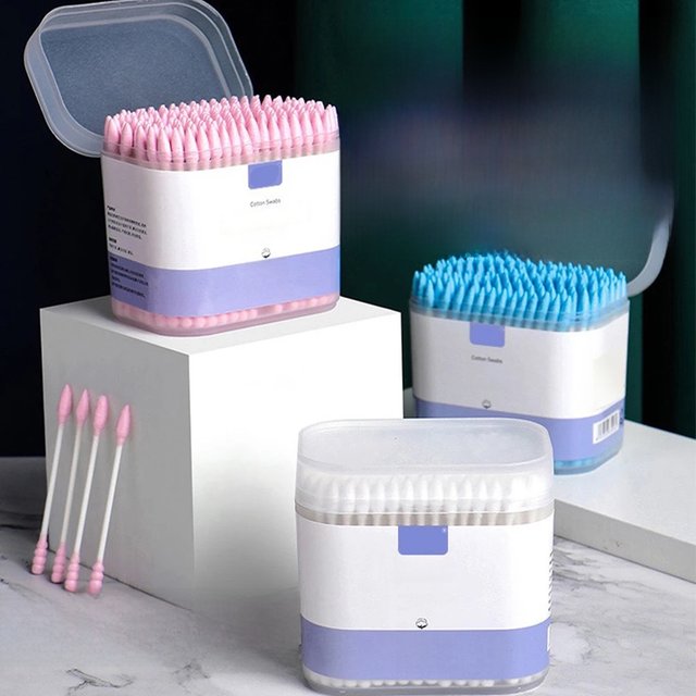 600/400/200PCS Double Ended Cotton Pads Pointed Wooden Swab Makeup Remover Box Ear Cleaning Disposable Cotton Swabs