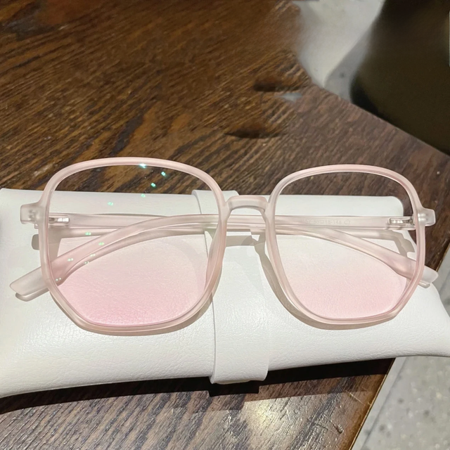 Pink Powder Blusher Myopia Glasses Fashion Korean Oversized Gradual Eyeglasses Anti Blue Light Blocking Computer Eyewear Diopter