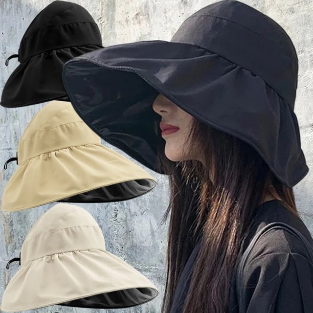 2025 New Summer Empty Top Wide Brim Sun Hat for women Anti UV Sunscreen Bucket Hat Female Sun Protection Outdoor Beach Cap