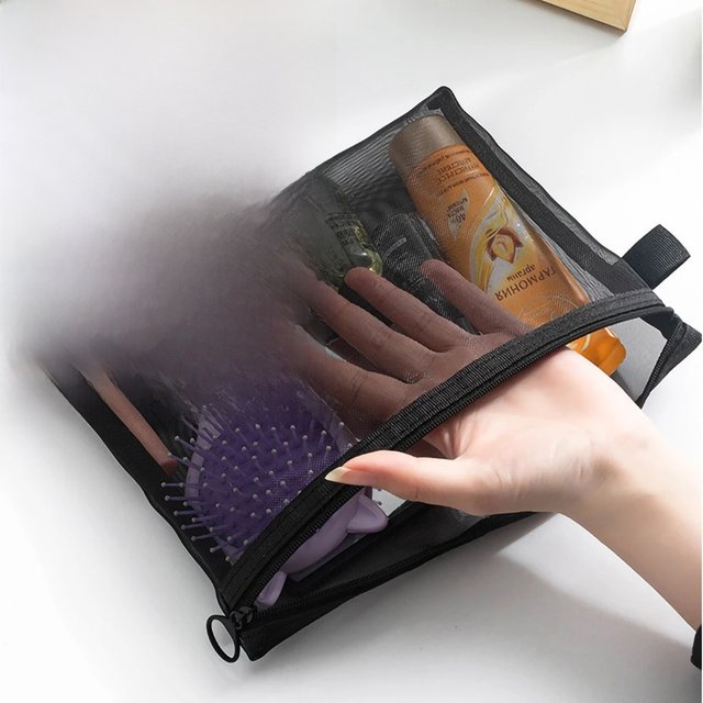 1/5/10pcs Mesh Clear Cosmetic Bags Women Black Makeup Bag Portable Travel Toiletry Organizer Case Lipstick Storage Pouch Gift