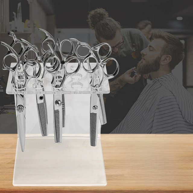 5/6/15 Grids Scissors Holder Acrylic Shears Display Stand Racks Storage Makeup Brush Organizer Barber Hairdressing Supplie Tools